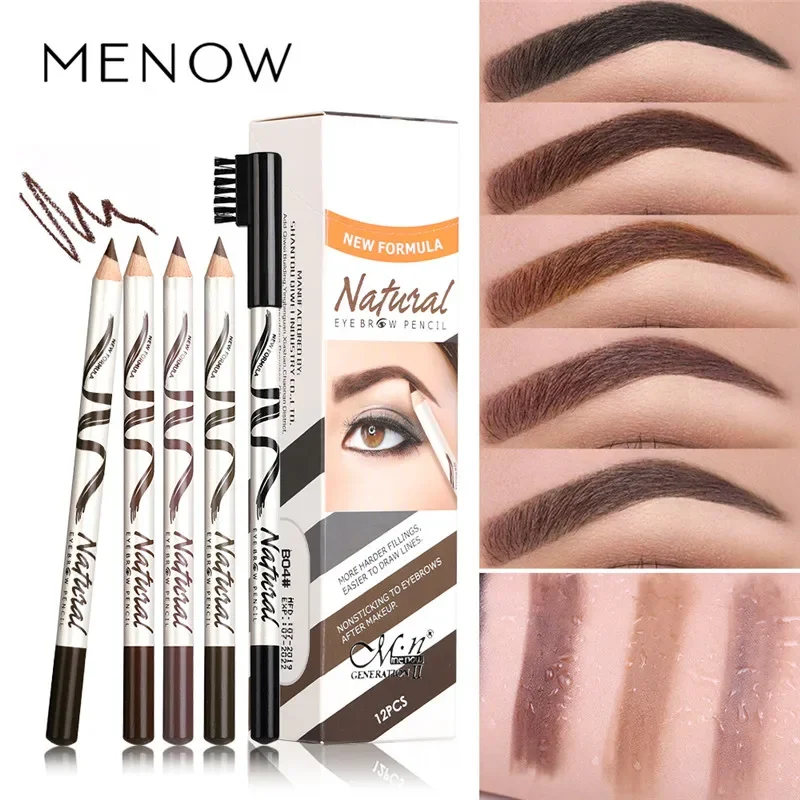 1Pcs eyebrow Waterproof Black Brown Coffee Eyebrow Tattoo Pencil Long-lasting Eyebrow Enhancer with Brush Makeup Cosmetic Tools