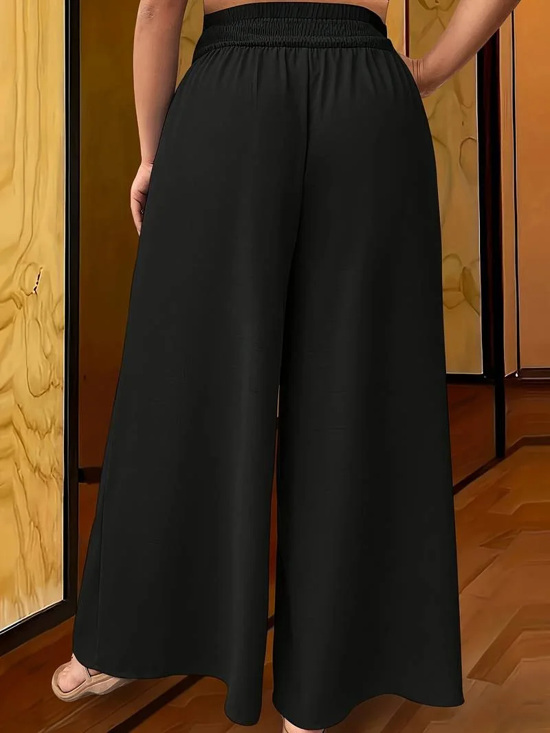 Summer Casual Suit Pants Elegant Women Wide Leg Plus Size Pant Capris Solid Trouser Oversize High Waist Pantalon Palazzo Cheap