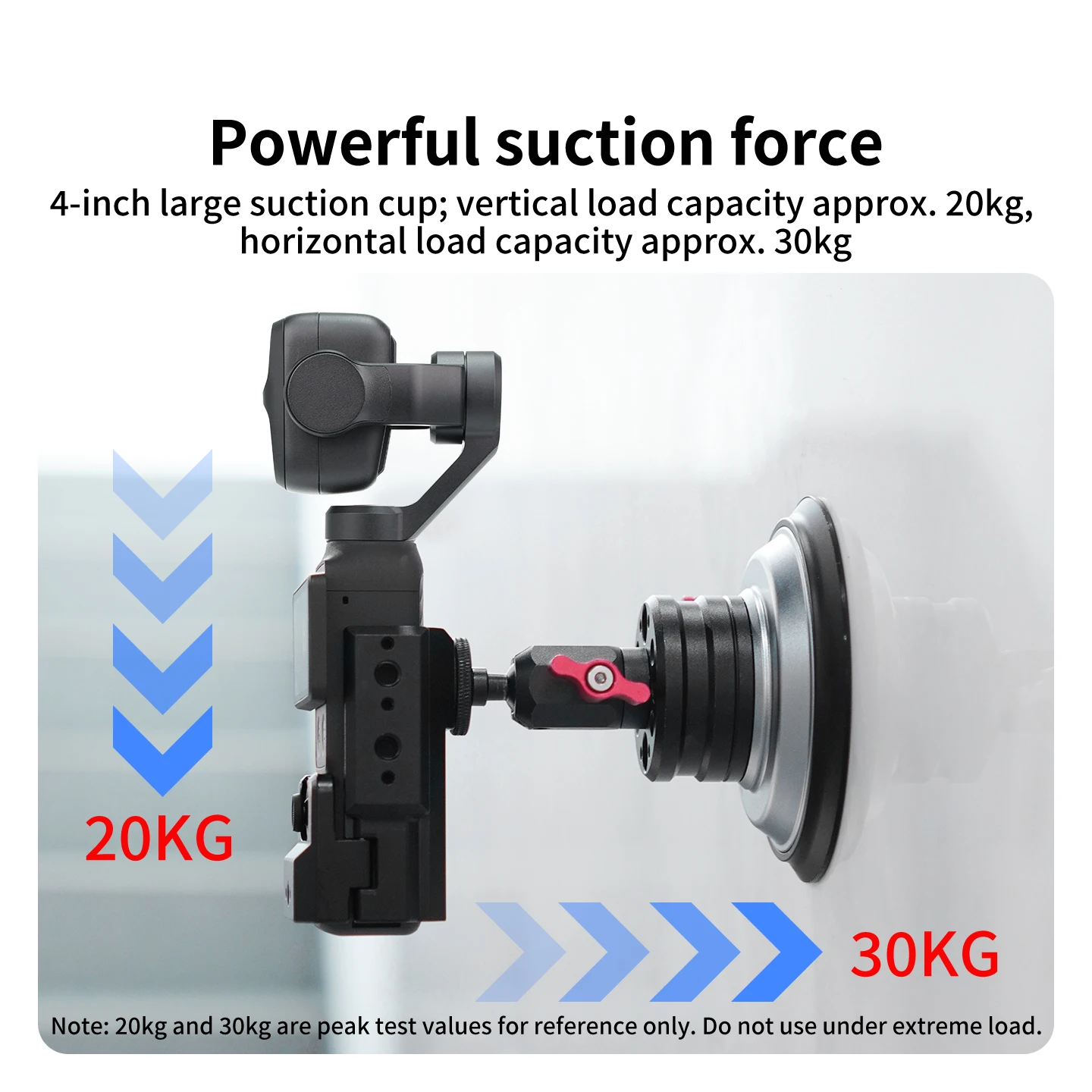 4 Inch 30kg Load Vacuum Suction Cup Mount for DJI Osmo Pocket 4 Pro Gimbal Camera for Car Windshield Smooth Surface Vlog POV