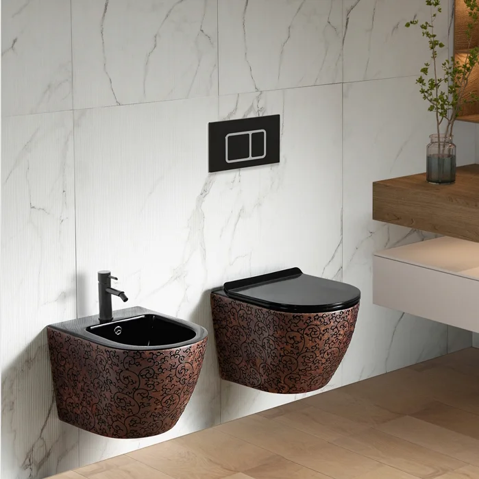 Toilet,Modern Artistic Design Easy Installation Soft-Closing Seat Covers Ceramic P-Trap Wall-Hung Toilet And Bidet Sanitary Ware