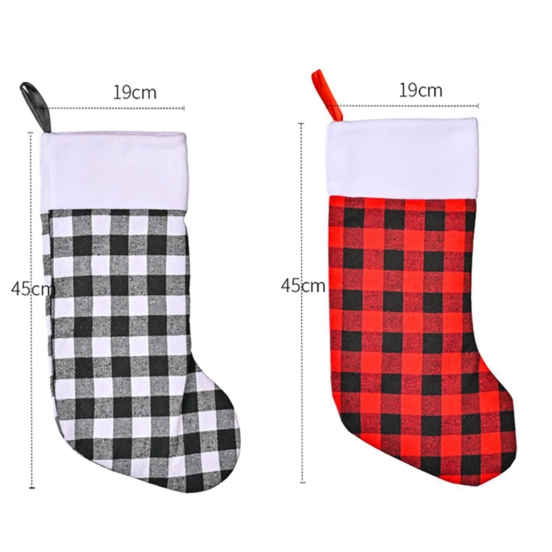 Christmas Stockings-4 Pack Buffalo Plaid Christmas Stocking For Family Xmas Holiday Party Decoration