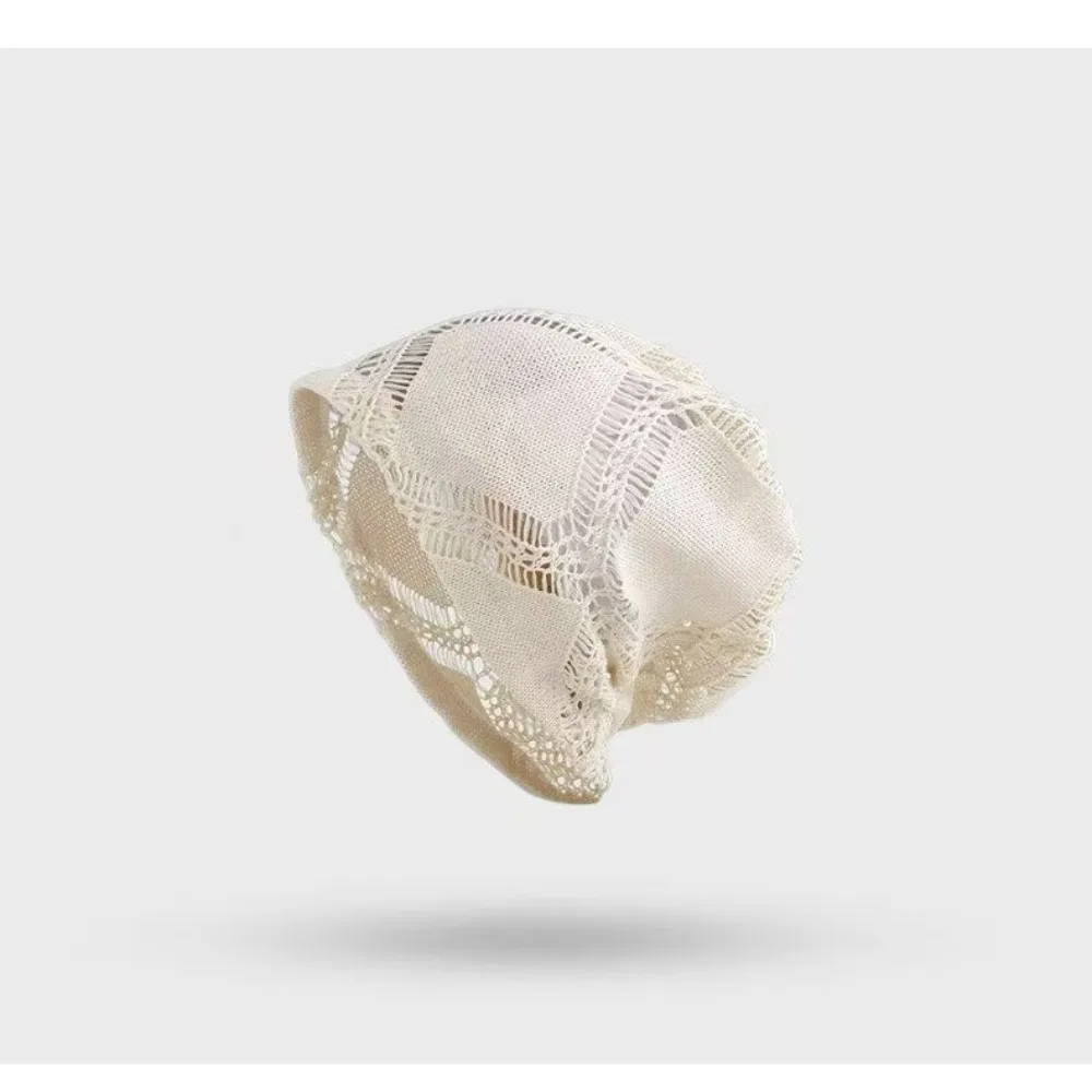 Thin Knitted Knitted Hat Japanese Style Face Slimming Beanie Cap Literary Design Lightweight Knitted Beanie Spring Season