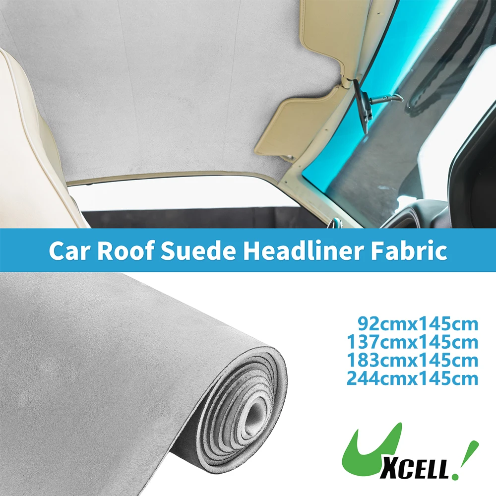 UXCELL 150G Headliner Fabric 3mm Foam Backing Interior Trim DIY Roof Repair Replacement Suede Fabric Gray 137x145cm 183x145cm