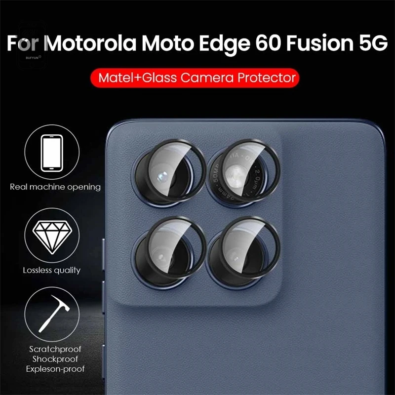 Edge60Fusion ? botier de protection de camra avec anneau en alliage d'aluminium, pour Motorola Edge 60 Fusion Edge60 Pro 5G, couvercle d'objectif arrire en verre tremp