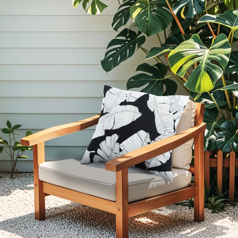 

2 Pack Outdoor Throw Pillows Waterproof Fade-resistant Patio Cushions For Garden Comfortable Decorative Pillow Black Leaf