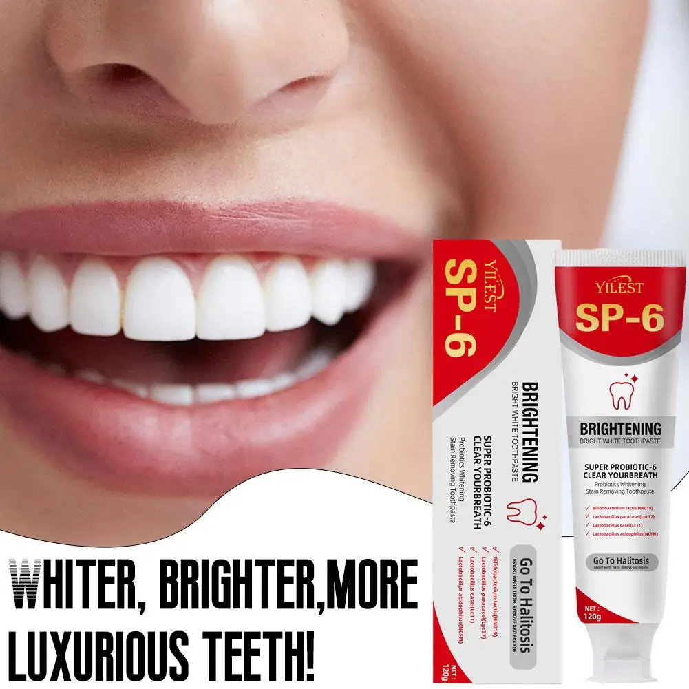 

Probiotic Toothpaste SP-6 Whitening Tooth Remove Plaque Clean Teeth Stains 120g Hygiene Oral Breath Fresh Denta Whitener S5J1