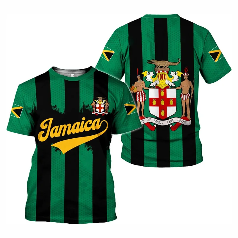 في جميع أنحاء طباعة جامايكا العلم تي شيرت للرجال الصيف س الرقبة تي شيرت ملابس الرجال قصيرة الأكمام المتضخم التي شيرت بلايز
