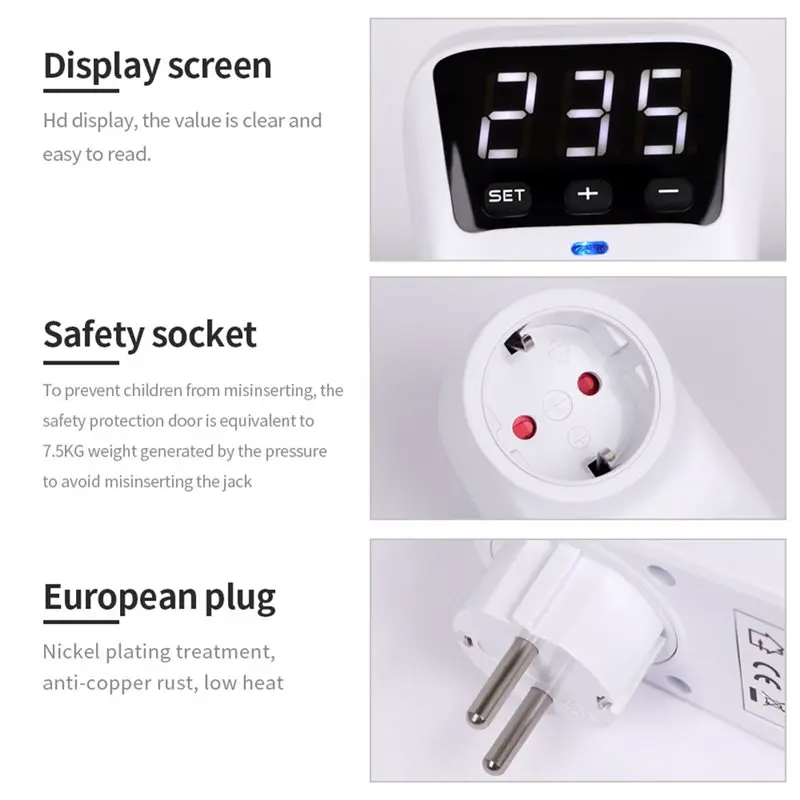 HLZS-Voltage Protector Socket Surge Protector Socket Automatic Power Protector Under Overvoltage Protection For 230V 16A EU Plug