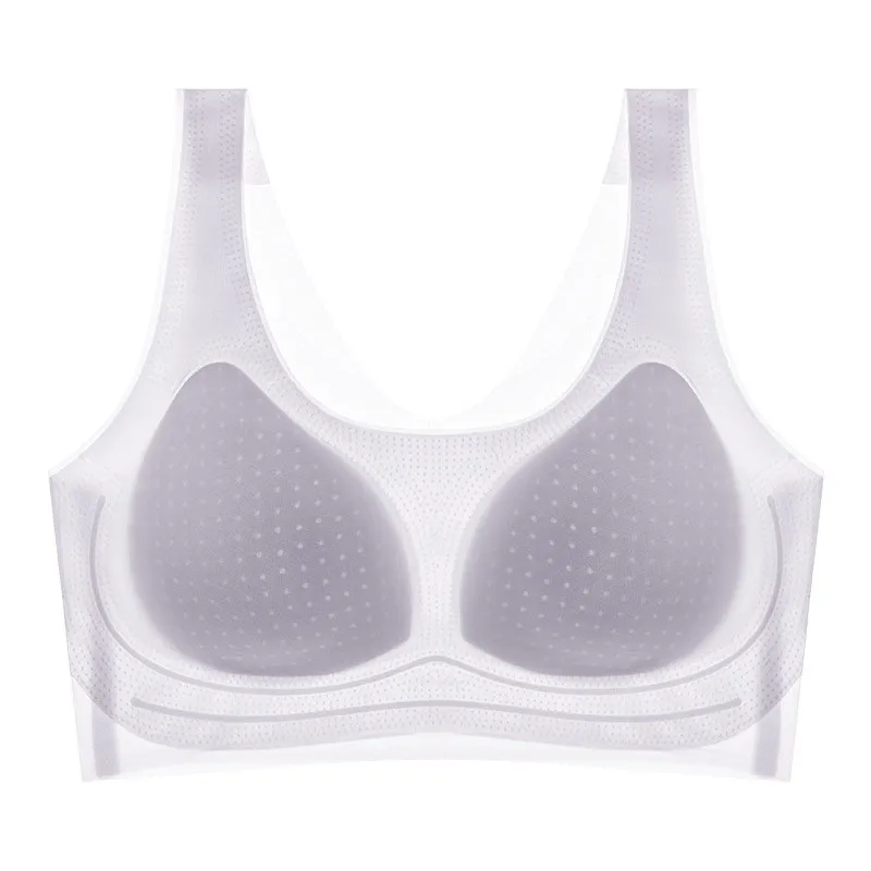 

Ultra-Thin Summer Ice Silk Wireless Large Size Breathable Beautiful Back Jelly Bra Women's Vest Style Underwear Gathered Chest