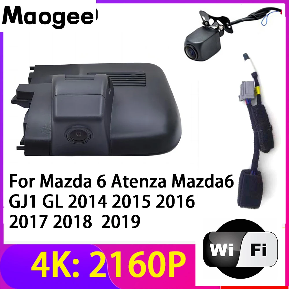 Cámara para Auto 4K 2160P, DVR con 2 Lentes, Grabador con Wifi y Visión Nocturna para Mazda 6 Atenza Mazda6 GJ1 GL 2014~2019