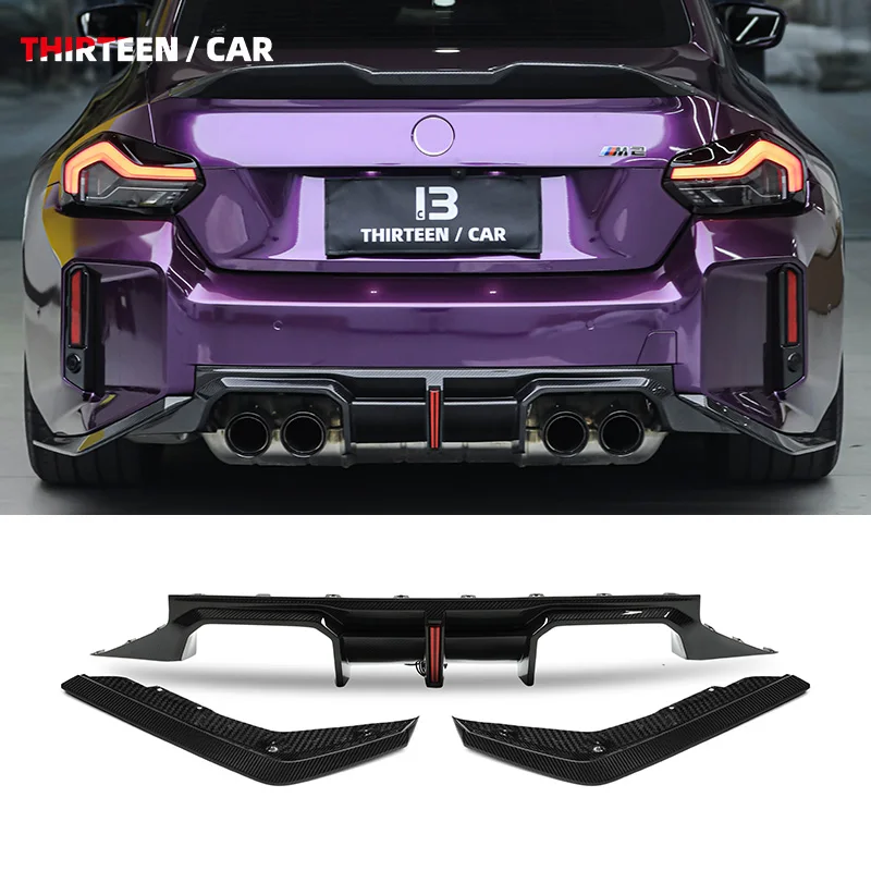 

High Quality Dry Carbon Fiber TR style with lights LED Diffuser Splitters for BMW M2 G87 2023-in Rear Diffuser Rear Side Spat