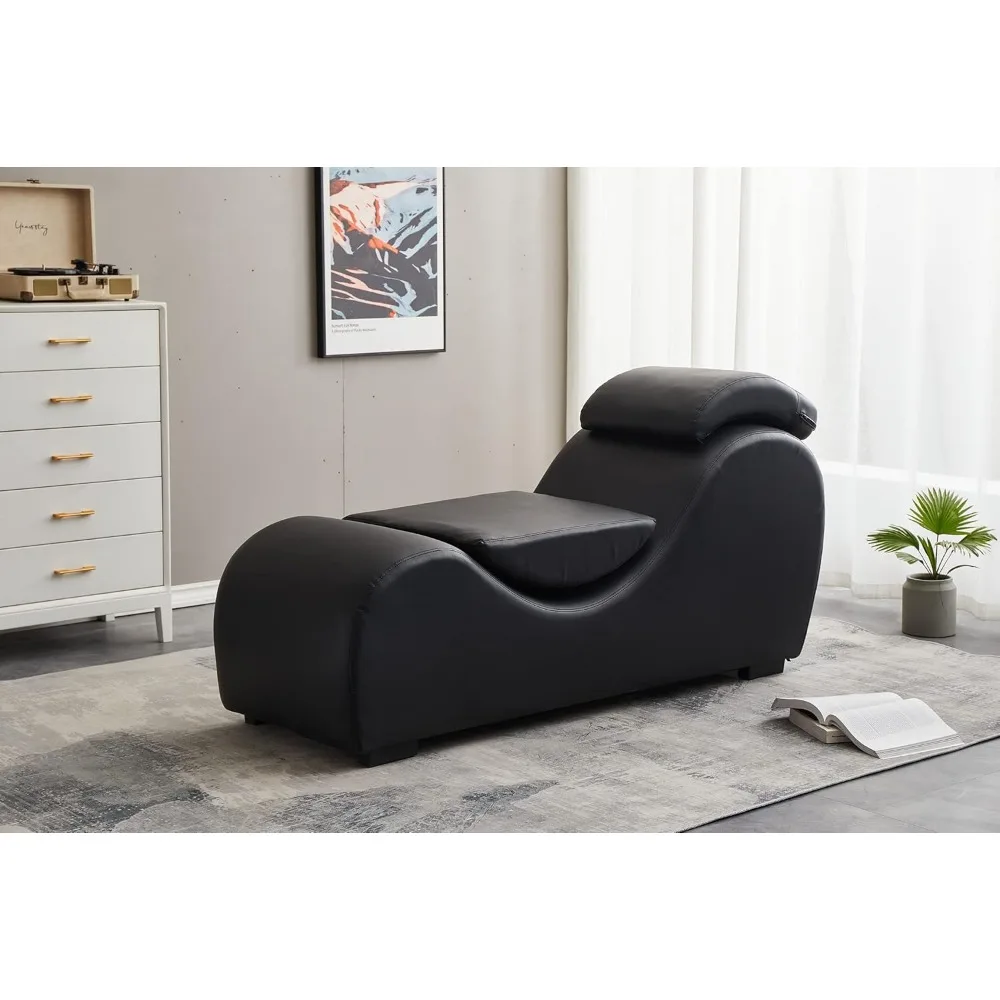 Modern Faux Leather Living Room Curved Chaise Lounge for Yoga, Stretching, A comfortable and unique style Chaise Lounge