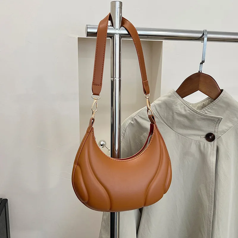 Stylish Shoulder Bag with Golden-Tone Hardware & Zipper Closure Versatile Nylon Lined Chic Handbag for Casual & Formal Occasions