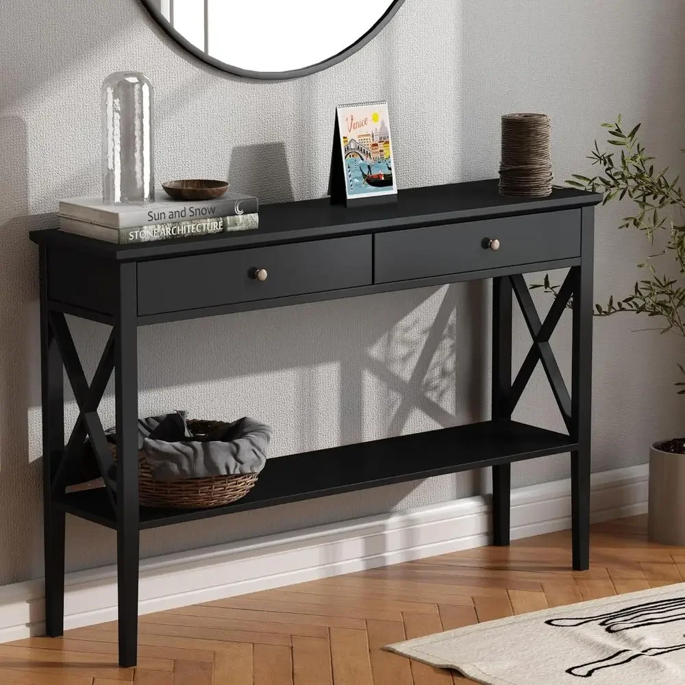 

47" ole Table with Ders, Narrow Wood Accent Soa Table Entryway Table with Storage Shel or Entryway, ront Hall, Hallway, Living R