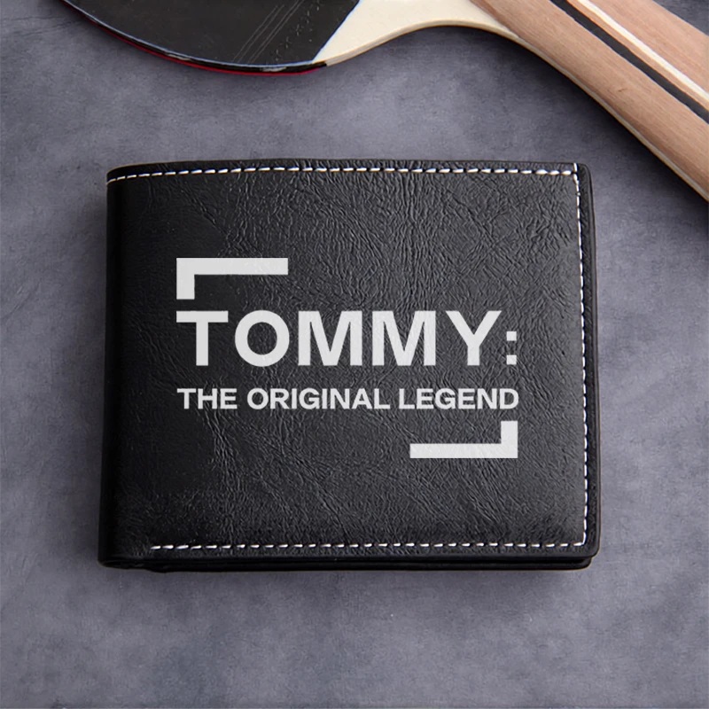 TOMMY THE ORIGINAL LEGEND Cartera de cuero PU de primera calidad, diseño minimalista, ligera, duradera, estilo empresarial, cartera compacta para hombre
