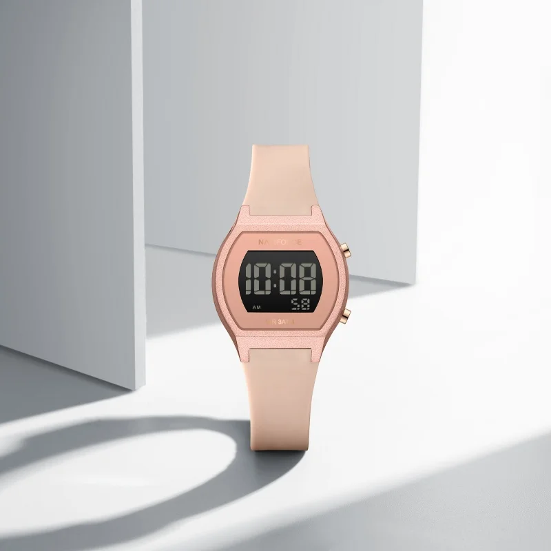 네비포스 5064 우아한 캐주얼 여성용 전자시계 심플 방수 실리콘 스트랩 패션 스포츠 여성용 디지털 시계