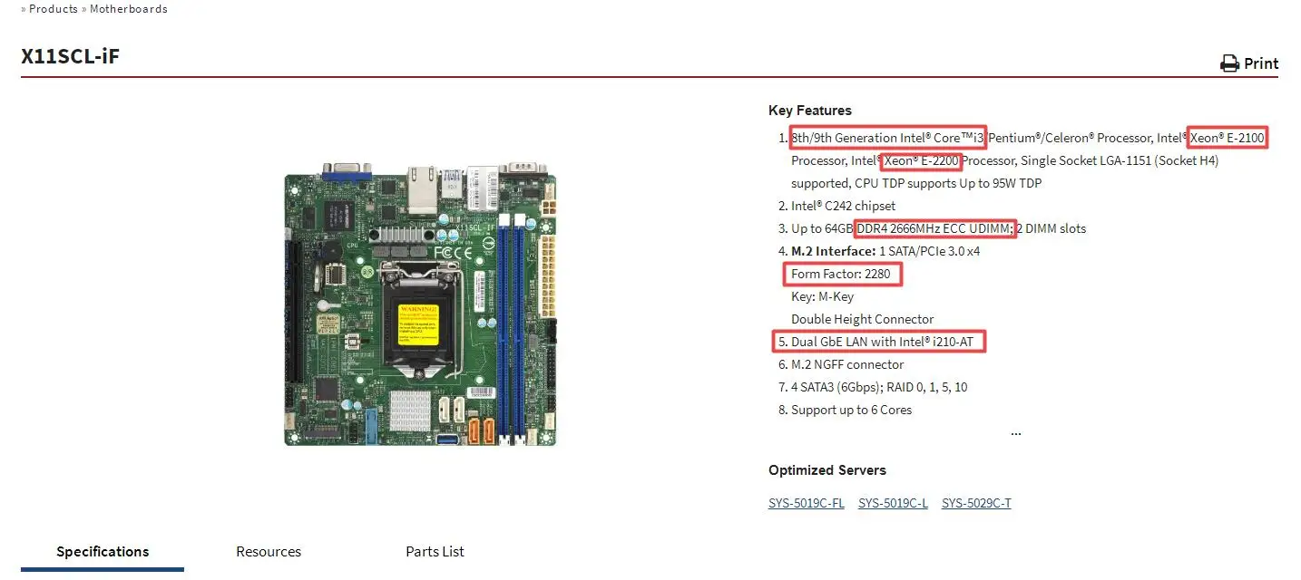 X11SCL-IF for Supermicro Mini-ITX Motherboard 8th/9th Generation Core i3 Xeon E-2100/2200 Processor