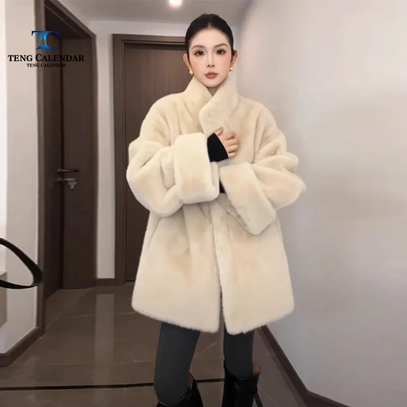 Stand Collar Environmentally Friendly Mink Fur Fur Coat, Mid Length Sleeveless Fur Integrated Coat, Women 2025 Winter New Style