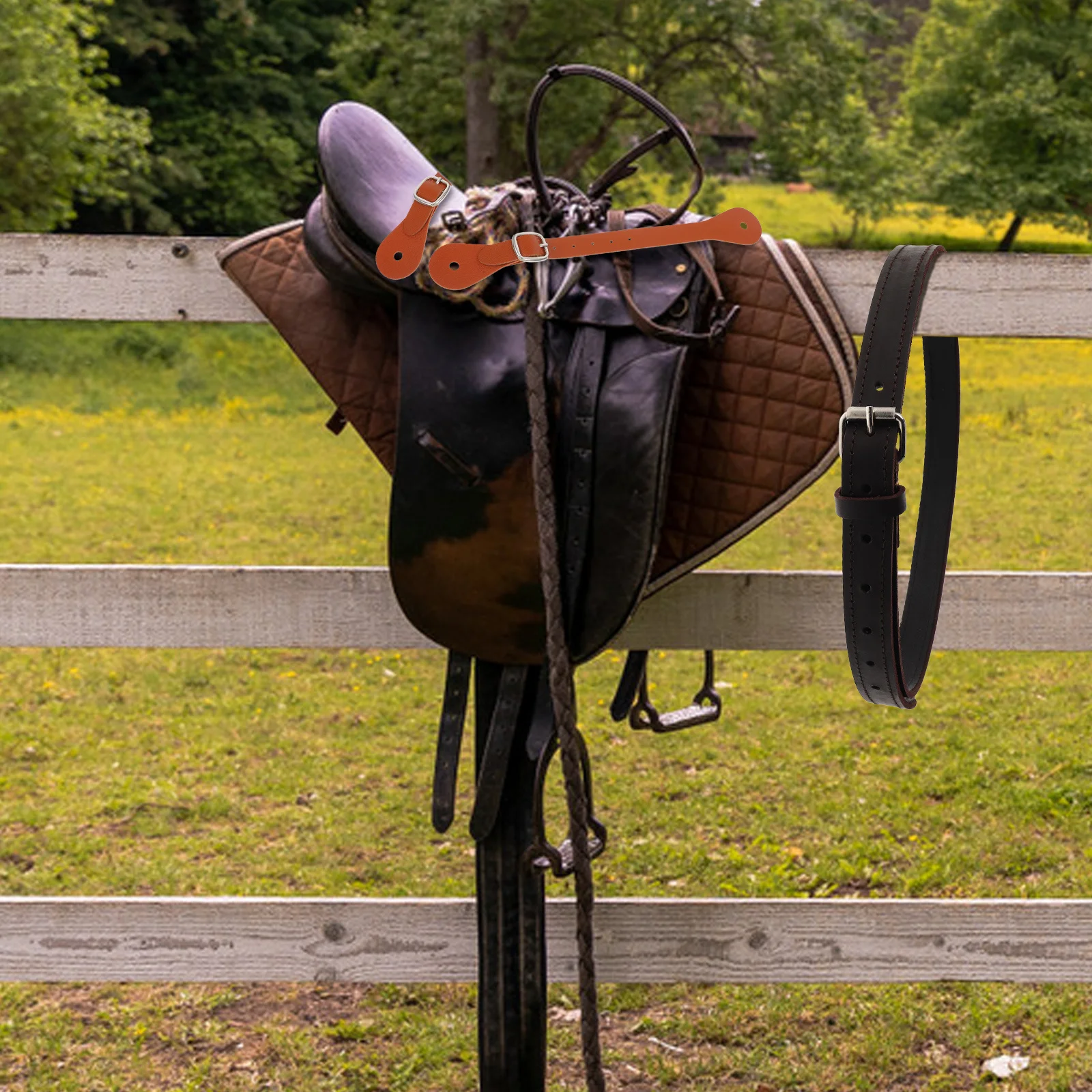 1 زوج وهمية قابل للتعديل حفز الأشرطة الغربية ركوب الخيل التمهيد الأشرطة الرجال النساء كاوبوي واحدة حفز الملحقات #2