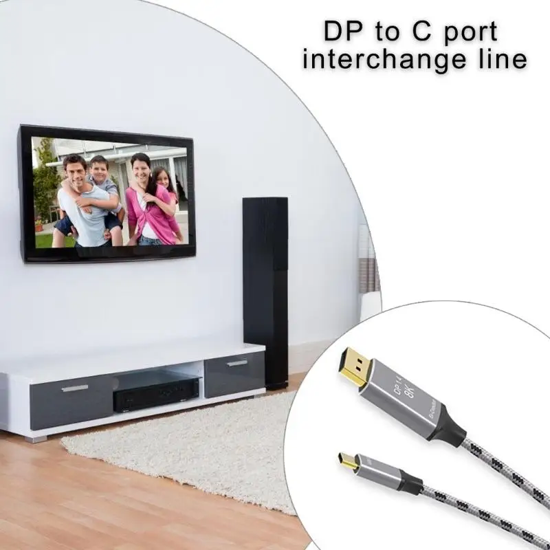 U2JE USB Type C To Displayport 1.4 Кабель адаптера 2M, 8K при 60 Гц шнур для усилений мониторов дисплеев