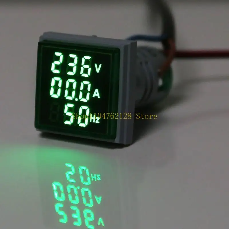 3 in 1 ACAmmeter Voltmeter Hz Current Frequency Meter Square Signal Light 22mm Digital Voltage Amp Hz Led Lamps，New Year Gift