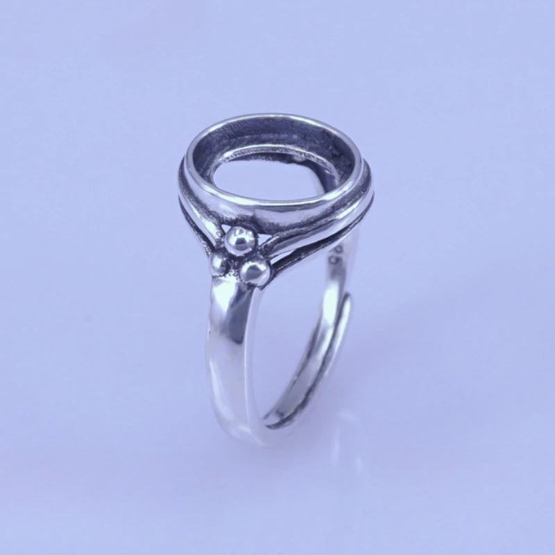 Antique Finishing 925 Silver Gemstone Ring Setting 8mm*10mm Amber Opal Eing Setting Jewelry DIY Supplier