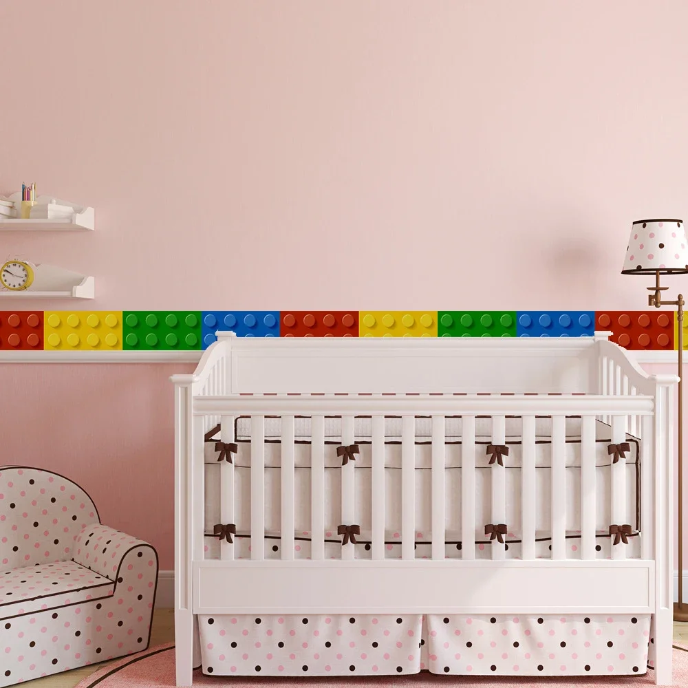 ورق حائط مكعبات ثلاثية الأبعاد لغرف الأطفال ، ديكور المدرسة ، ملصق حائط من كلوريد البولي فينيل ، حدود ، فينيل ذاتي الصنع ، أطفال ، فصل المراهقين ، لاصق