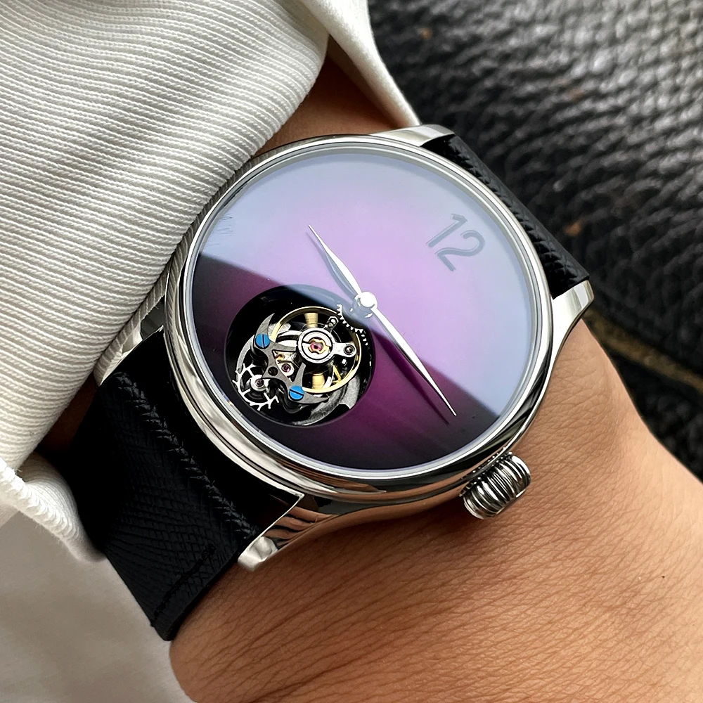 Merkur 100% توربيون ساعة رجالية الياقوت مقاوم للماء ساعة للرجال ساعات المعصم الميكانيكية Relogio Masculino حلقة من جلد