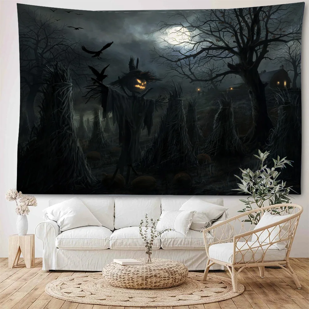 

Halloween Skeleton Pumpkin Ghost House Background Decoration Tapestry Halloween Party Home Decoration Tapestry
