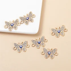 HEYUYAO 10PCS/PACK 19*13mm Crystal Butterfly Eyes Charms Pendant For Women Girls DIY Neckalce Bracelet Jewelry Accessories
