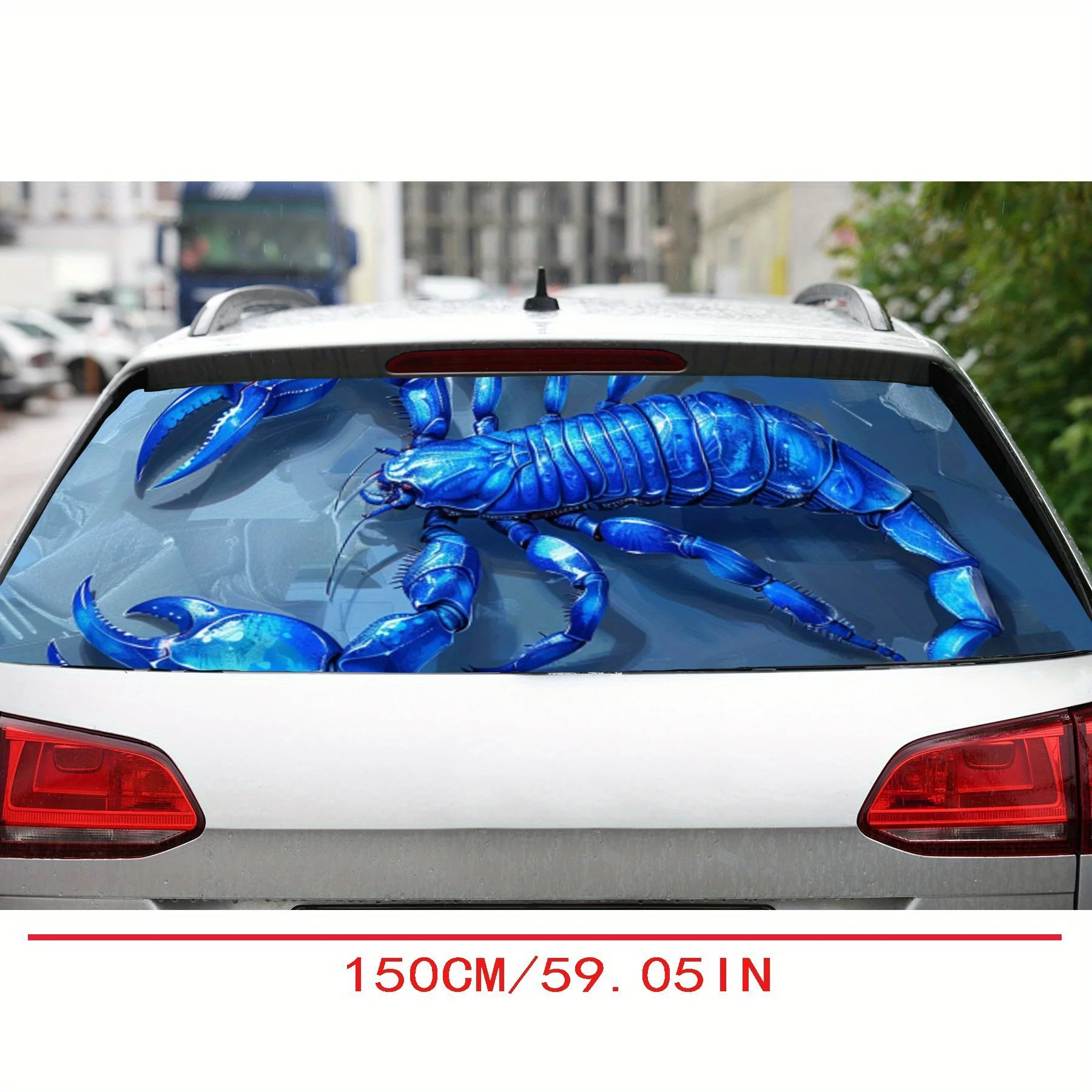 Exquisite Art Blue Scorpion Print Car Rear Windshield Sticker Truck Window See Through Perforated Back Window Vinyl Wrap Decal S