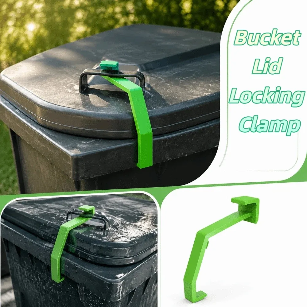 

4pcs Heavy Duty Trash Can Lid Clip Sturdy Material Secure Closure Bin Cover Lock Durable Easy Install Household Bin Clip