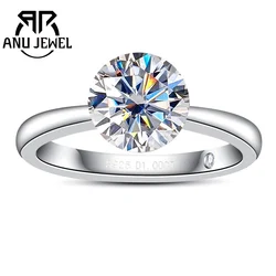 AnuJewel 2ct/3ct D Color Moissanite Invisible Setting Engagement Ring For Women 925 Sterling Silver Gold Plated Solitaire Rings