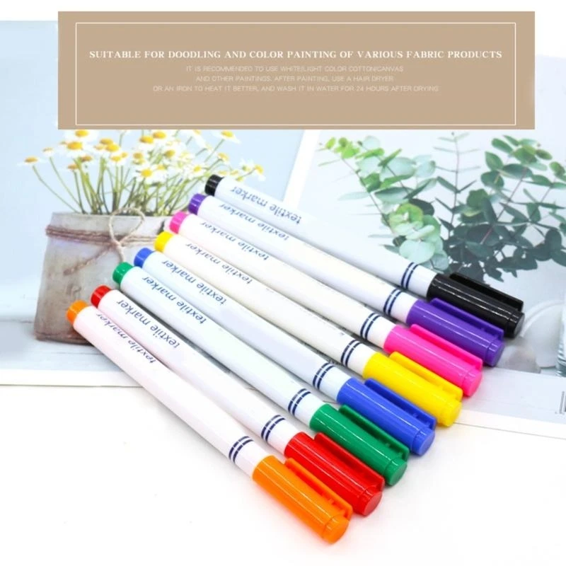  8Colors Fabric Markers Pen,Permanent Fabric Paint Pens Art Markers Set Fine Tip,for Canvas, Bags, T-Shirts, Sneakers