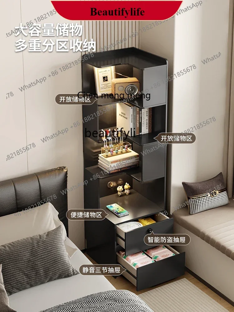 G153 High cabinet bookshelf integrated household sofa side bedroom ultra-narrow storage bedside table shelf