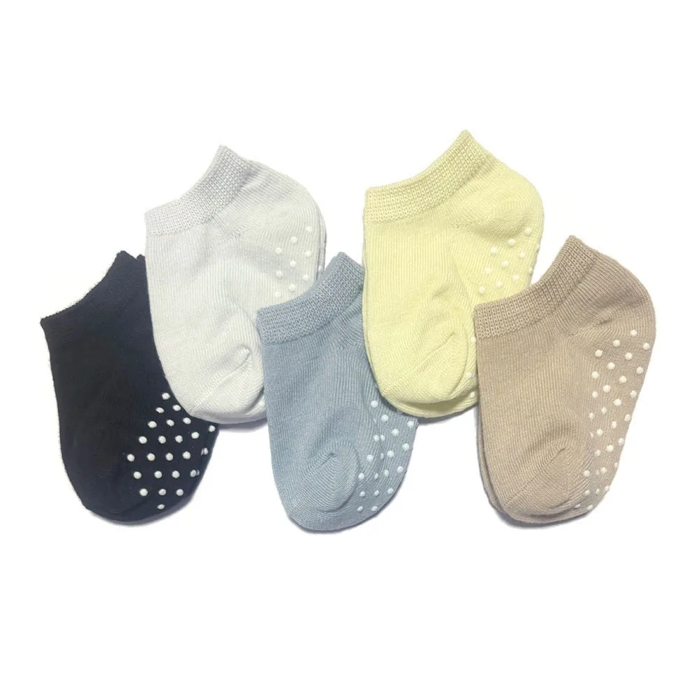 5 Pairs Kids Socks Non-slip Floor Socks For Toddler Baby Boys Girls White Ankle Socks