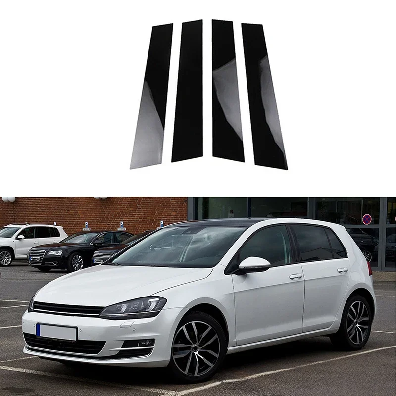 4Pcs Car Pillar Posts Door Window Trim Cover Sticker For VW Golf MK7 2013 2014 2015 2016 2017 2018 2019 2020 Exterior Styling