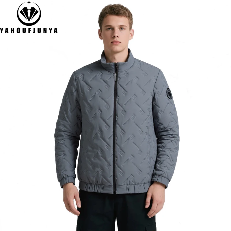 

2025 Autumn Winter Men Outdoor Warm Stand Collar Jacket Men Windbreak Cotton Casual Fashion Brand Loose Parka Jacket Male Coat