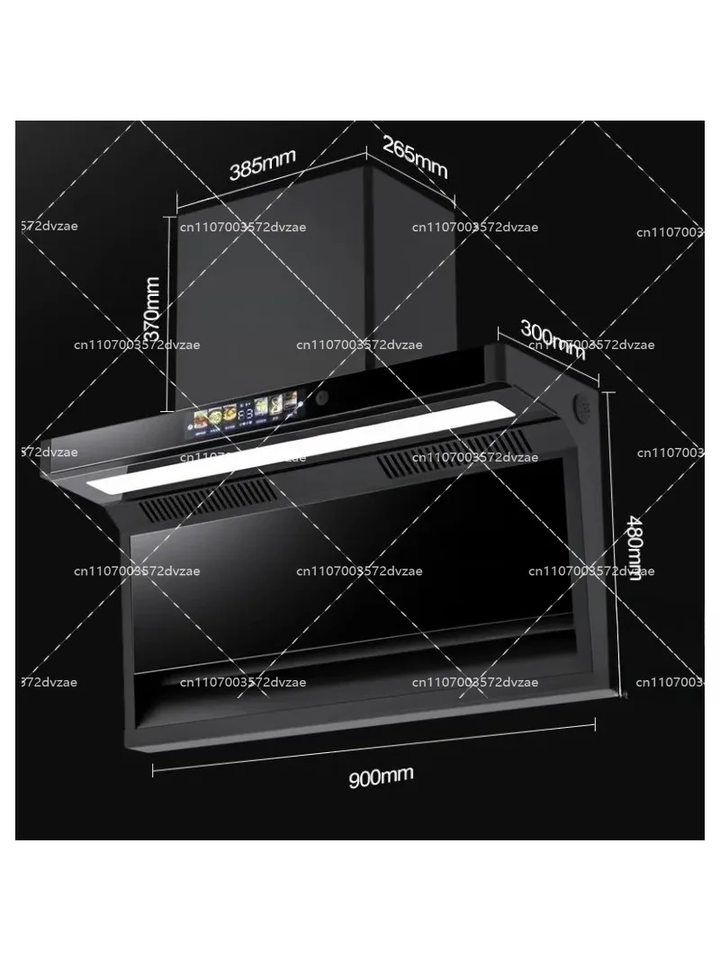 High-Power Range Hood for Home Kitchens - Compact Self-Cleaning 7-Shaped Ducted Top/Side Dual-Suction Range Hood