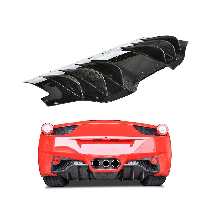 OEM Style Carbon Fiber Rear Bumper Lip Diffuser Shark Fin for  458 Italia Speciale Spider