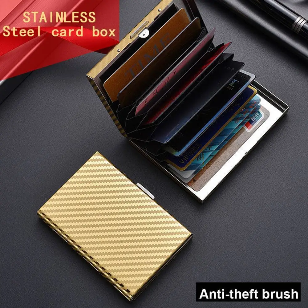 ธุรกิจ 6/10 ช่องใส่บัตรเครดิต Anti RFID Slim ID Cardholder สแตนเลสโลหะกรณีปอร์เต้คาร์เต้ทราเวล