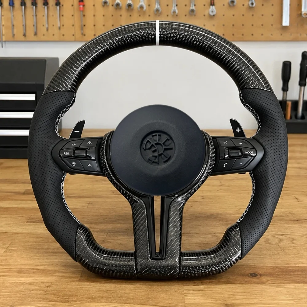 M Sport Steering Wheel Carbon Fiber Accessories For BMW F01 F10 F11 F15 F16 F20 F22 F30 F32 F33 F34 F36 F48 F82 M3 M4 E90 E70