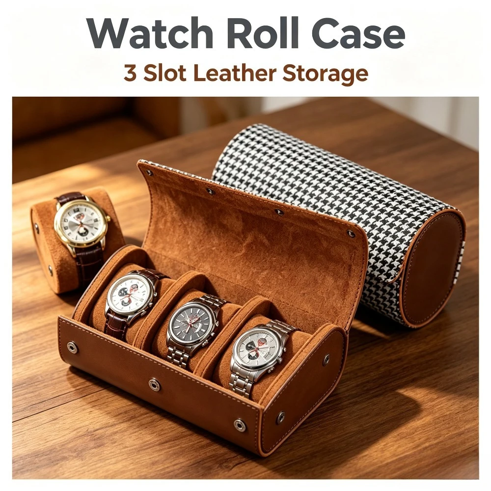 Watch Roll Travel Case 1/2/3 Slot Watch Storage Organizer Secure Holder Removable Pillow Solid Divider Jewelry Display Box