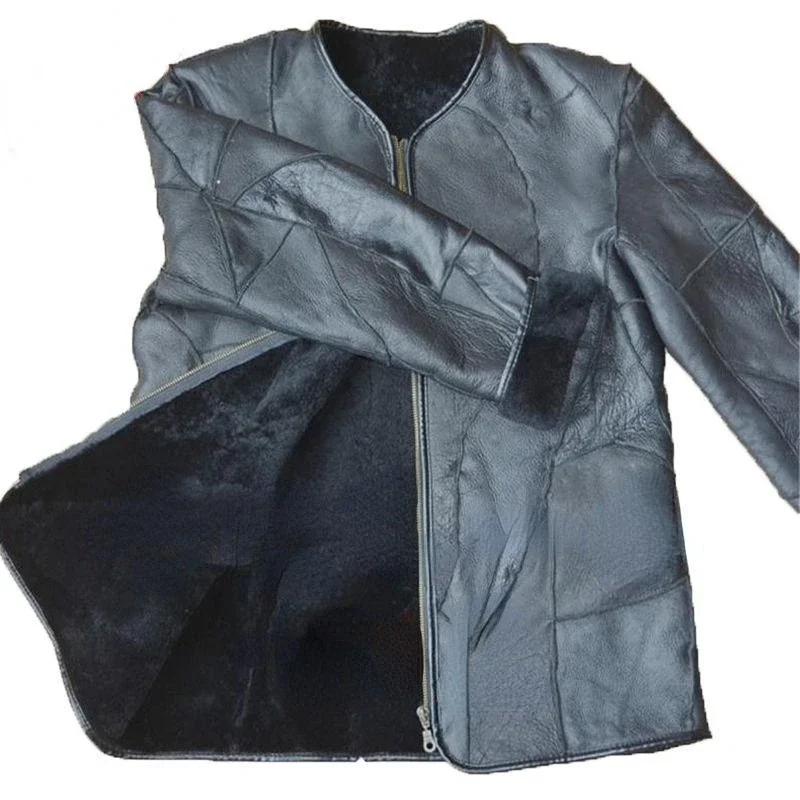 

Men Sheep Shearing Sheepskin Jacket Fur In One Padded Jacket Coat Wool Keep Warm Cotton Clothes Sheepskin Liner High Quality