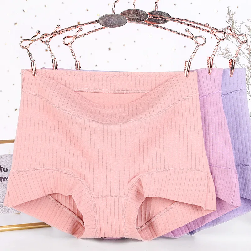 1pcs Cotton Women Panties Lady Plus Size Flat Corner Underwear Large Size High Waist Breathable Solid Color Female Briefs