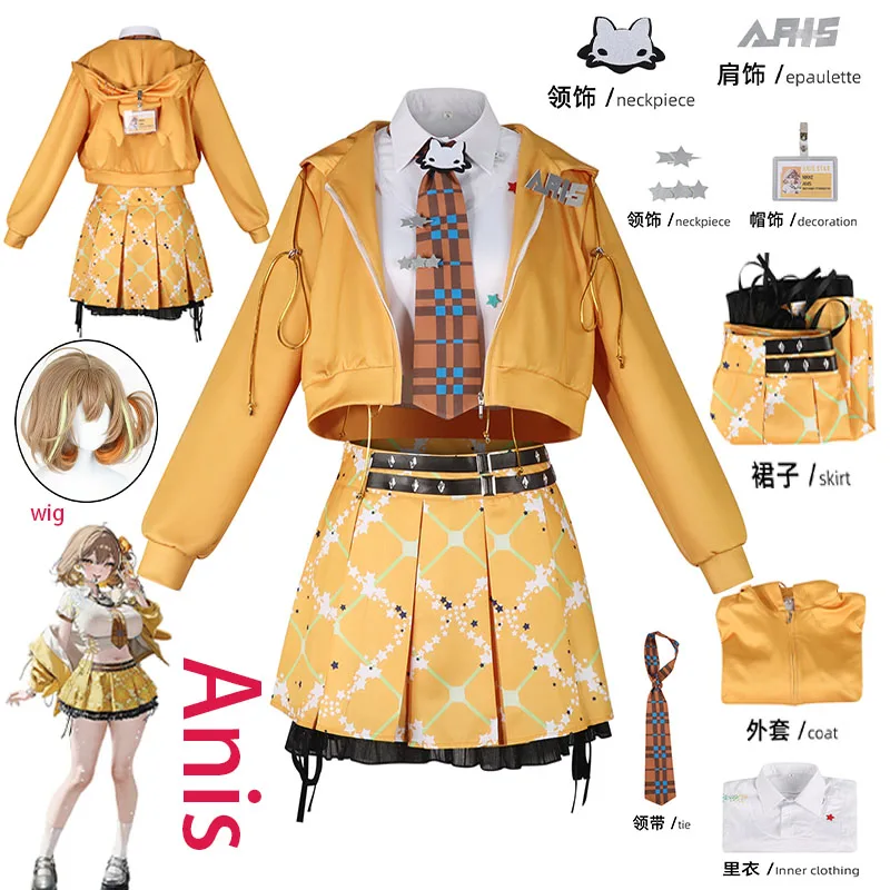 Costume de cosplay WHH Anime NIKKE Anis, robe orange JK pour spectacle de cosplay, performance sur scène et séance photo, exposition, restauration
