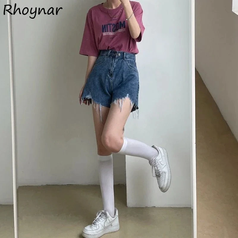 Denim High Waist Shorts Women Fur-lined Ripped Vintage Slim Summer Teens Sexy Hot Sale Retro Shaped Casual Short Ulzzang Fashion