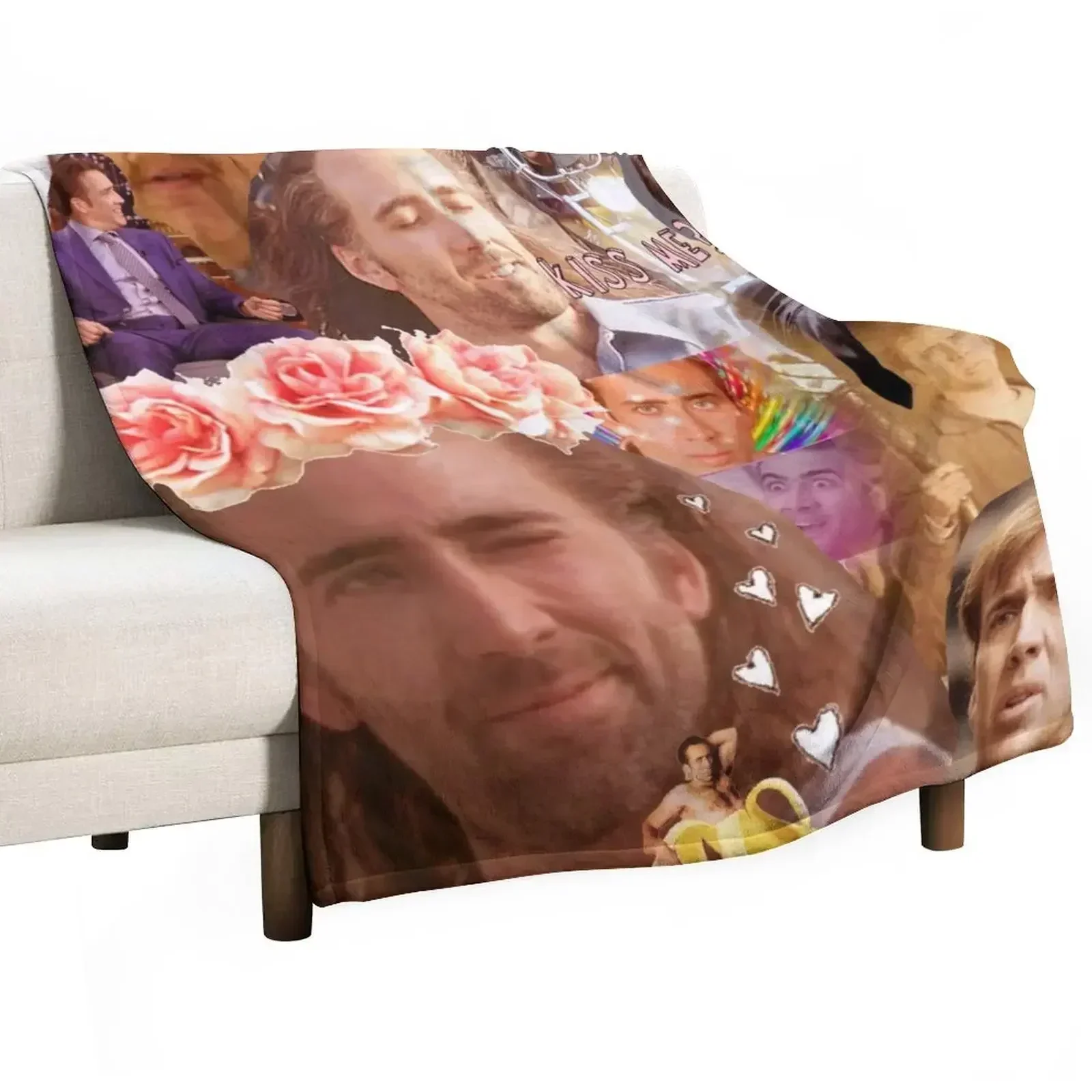 

Nic Cage Collage Throw Blanket Hair Retros Extra Large Throw Cute Plaid Blankets