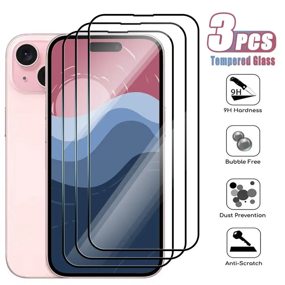 Protector de pantalla templado para Iphone 13, 12, Mini, 8, 7, 6 Plus, película de vidrio, 3 uds.