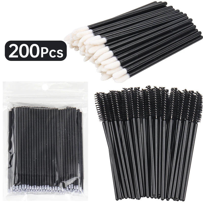 200 Pcs Disposable Makeup Brushes Set Mascara Wands Lip Brush Microbrush Applicator Swab For Eyelash Extension Make Up Tools